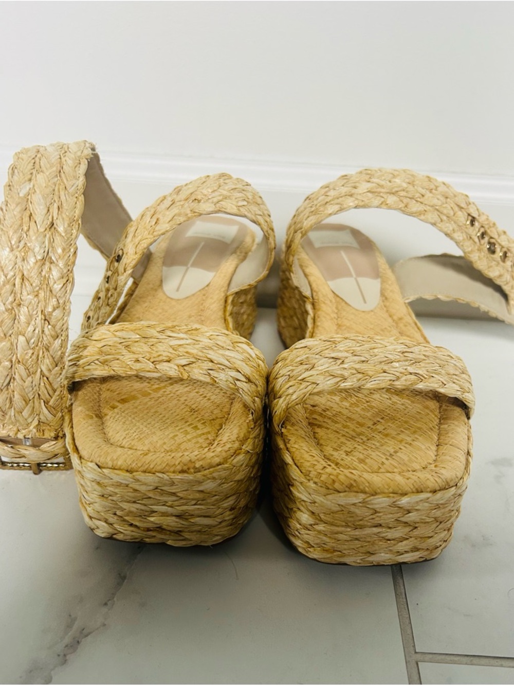 Dolce Vita Natural LIKE NEW! Braided Straw Platform Sandals - Beige